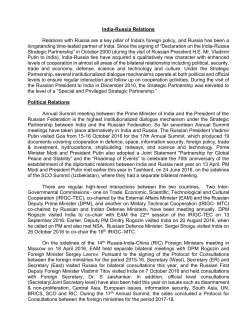 India-Russia Relations Relations with Russia are a key pillar of