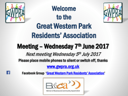 Great Western Park Residents* Association June 2017 Meeting