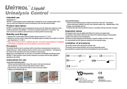 Intended use Product description Stability and Storage Expected