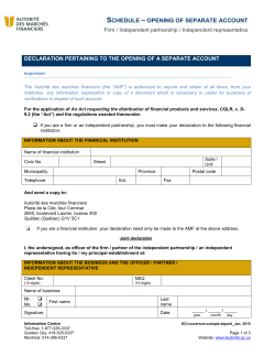 Schedule &ndash; opening of separate account