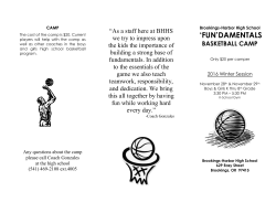 camp cost and proceeds - Brookings Youth Activities