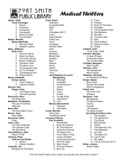 Medical Thrillers - Fort Smith Public Library