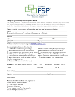 Chapter Sponsorship Participation Form The Society of FSP is a