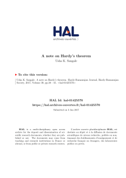 A note on Hardy`s theorem - Hardy-Ramanujan Journal