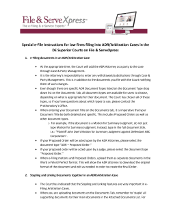 Special e-File Instructions for law firms filing into ADR/Arbitration