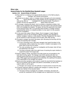 Minor rules General Rules for the Mayfield Boys Baseball League