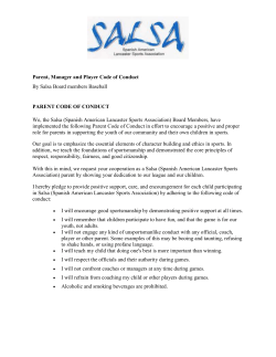 Parent, Manager and Player Code of Conduct By Salsa Board