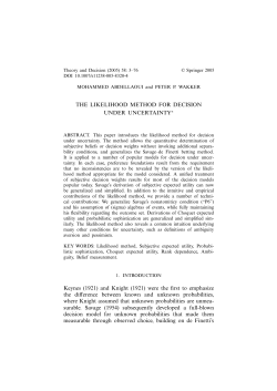 THE LIKELIHOOD METHOD FOR DECISION UNDER