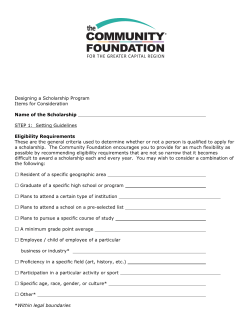 Designing a Scholarship Program Items for Consideration Name of
