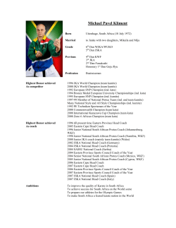 CV of Michael Kliment - South African Federation of Shotokan Karate