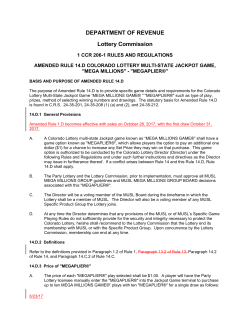 Amended Rule 14D - Colorado Lottery