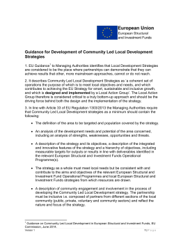 Guidance for development of CLLD strategies