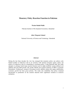 Monetary Policy Reaction Function in Pakistan
