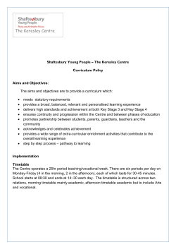 Curriculum Policy - Shaftesbury Young People
