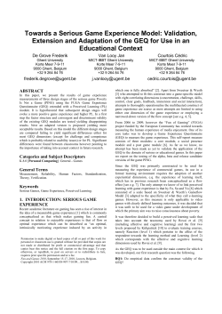 Towards a Serious Game Experience Model: Validation, Extension