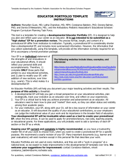 Formatted template for ESP scholar Educator Portfolio
