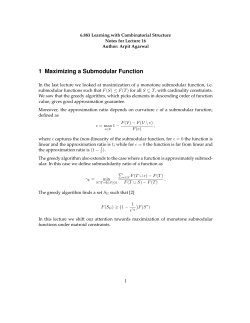 1 Maximizing a Submodular Function