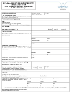 Application Form - University of Warwick