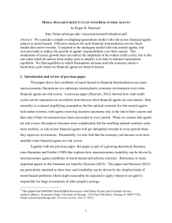 Moral Hazard Credit Cycles With Risk-Averse Agents