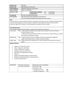 Module code BE-2203 Module Title Mathematics for Economics