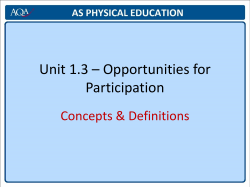 Unit 1.3 * Opportunities for Participation
