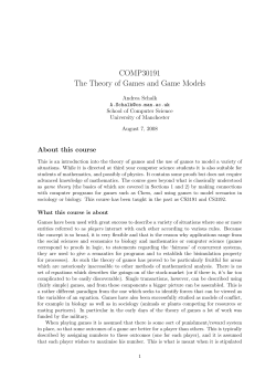 COMP30191 The Theory of Games and Game Models