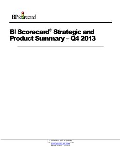 BI Scorecard Strategic and Product Summary