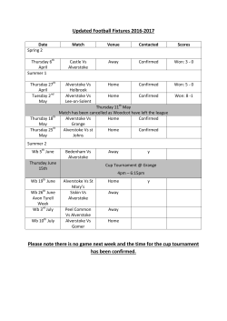 Updated Football Fixtures 2016-2017 Please note there is no game