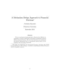 A Mechanism Design Approach to Financial Frictions
