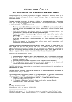 NCSE Press Release 15 July 2016 Major education report finds