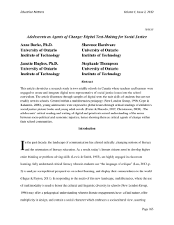 Adolescents as Agents of Change: Digital Text