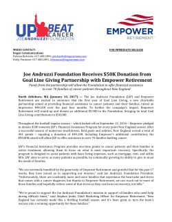 Joe Andruzzi Foundation Receives $50K Donation from Goal Line