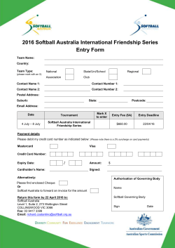 2016 Softball Australia International Friendship Series