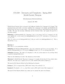 CS 4510 : Automata and Comple ity : Spring 2010 Myhill