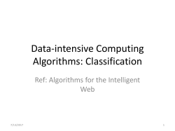 Data-intensive Computing Algorithms: Classification