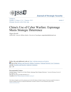 China`s Use of Cyber Warfare: Espionage Meets Strategic Deterrence