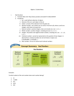 Algebra 1 Guided Notes Real Numbers