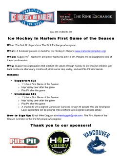 Ice Hockey In Harlem First Game Of The Season