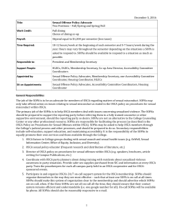 Sexual Offense Policy Advocate Two Positions