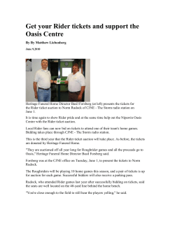 Get your Rider tickets and support the Oasis Centre