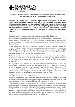 Hungary`s perception in terms of corruption is still in decline &ndash; this is