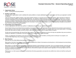 Example Outcomes Plan &ndash; General Operating Support