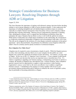 Strategic Considerations for Business Lawyers: Resolving Disputes