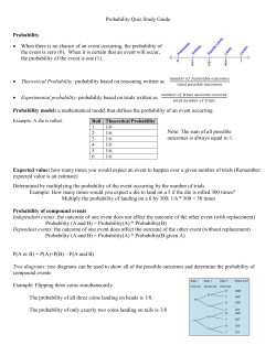 Probability Quiz Study Guide Probability When there is no chance of