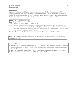 PL 3014 - Metalogic 1 Proposition 4.40 Preliminaries Suppose we