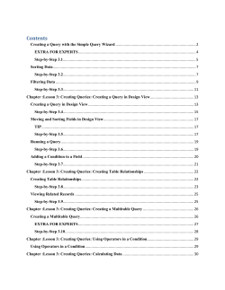 Chapter :Lesson 3: Creating Queries: Creating a Multitable Query