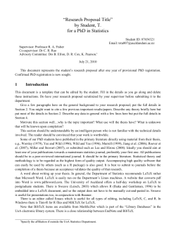 PhD Provisional Report Template - Statistics