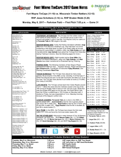 fort wayne tincaps 2017 game notes