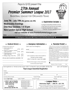 27th Annual Premier Summer League 2017 Registration