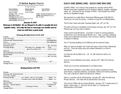 El Bethel Baptist Church EACH ONE BRING ONE